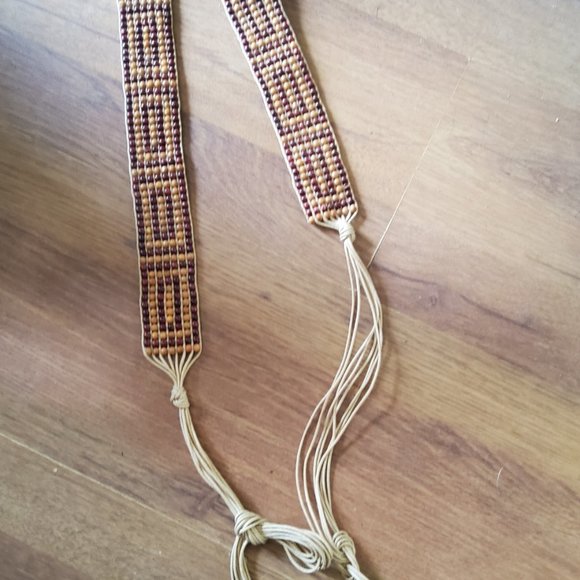Vintage wooden beaded macrame unisex belt perfect shape  28 in long - Picture 8 of 8